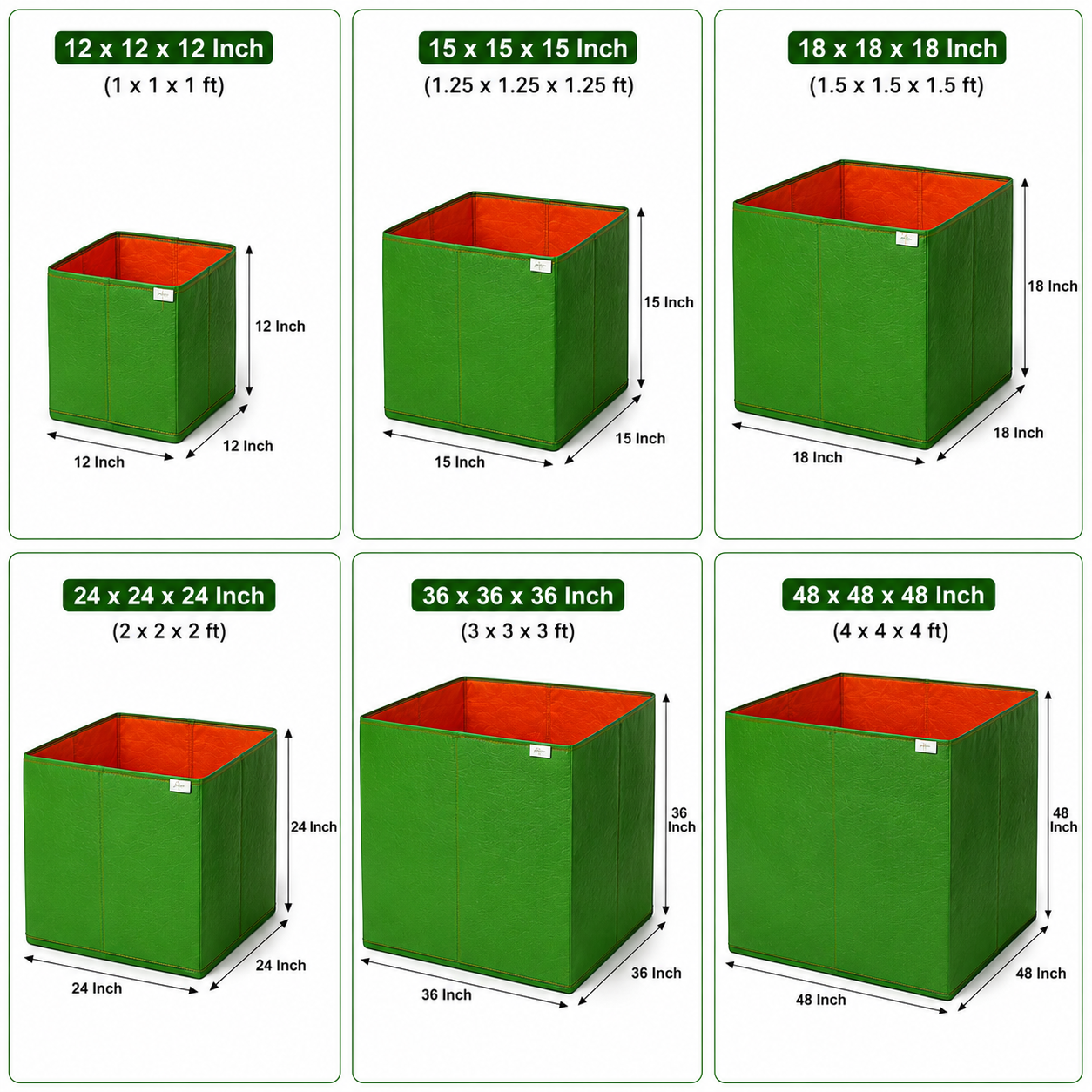 48*12*12 Inch Viyogan Organics Premium Rectangle Grow Bags for Terrace & Home Gardening