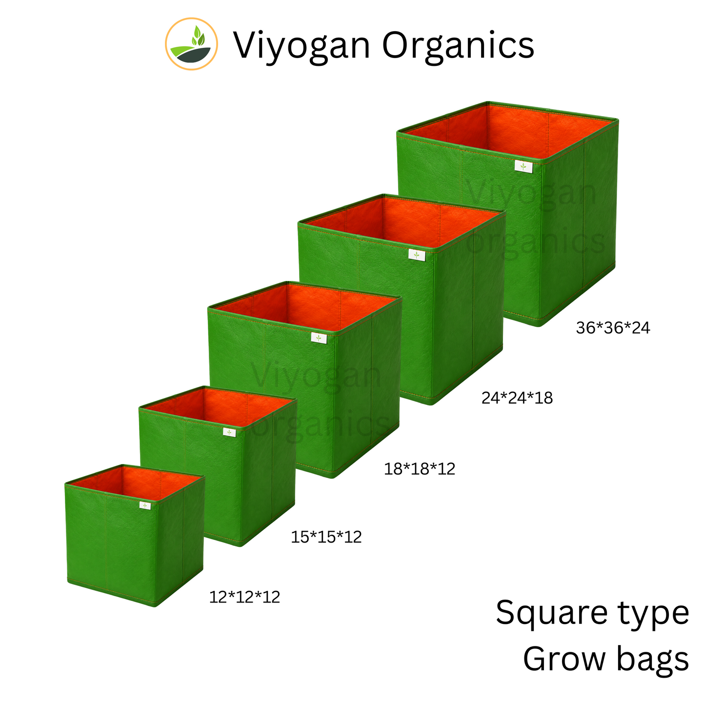 36*36*24 Inch Viyogan Organics Premium Square Grow Bags for Terrace & Home Gardening