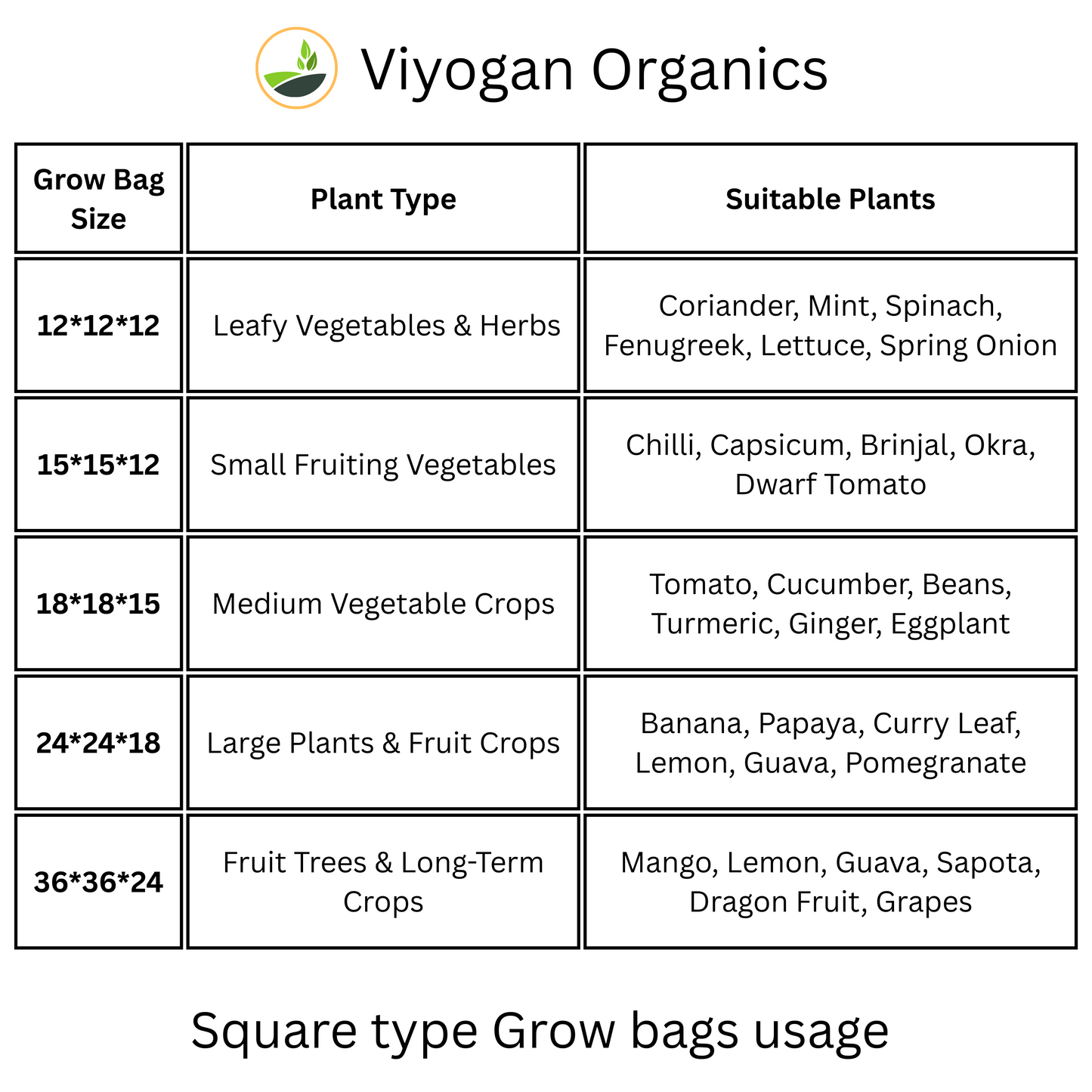 36*36*24 Inch Viyogan Organics Premium Square Grow Bags for Terrace & Home Gardening