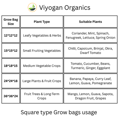 36*36*24 Inch Viyogan Organics Premium Square Grow Bags for Terrace & Home Gardening