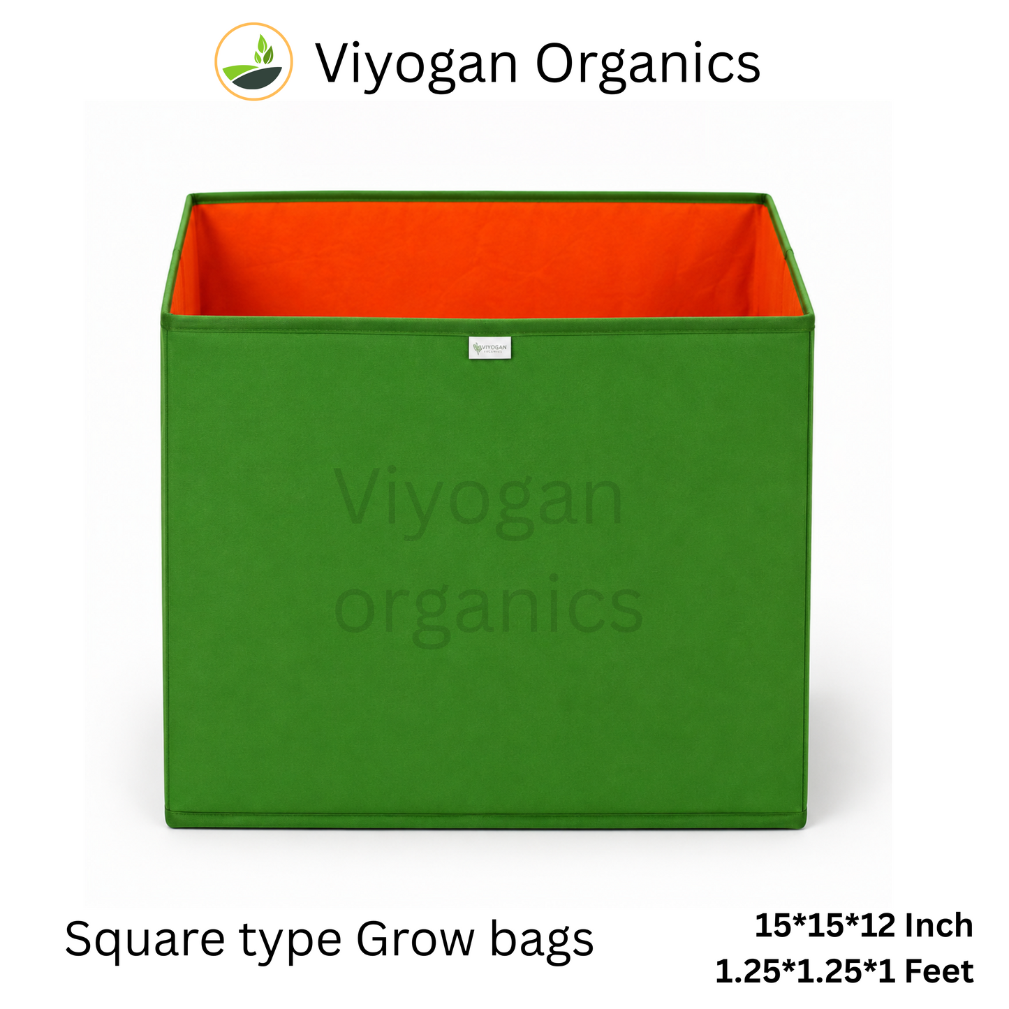 15*15*12 Inch Viyogan Organics Premium Square Grow Bags for Terrace & Home Gardening