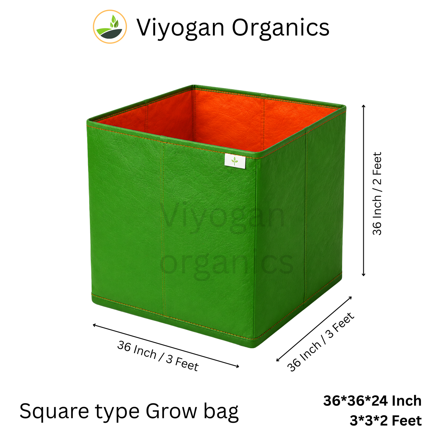 36*36*24 Inch Viyogan Organics Premium Square Grow Bags for Terrace & Home Gardening